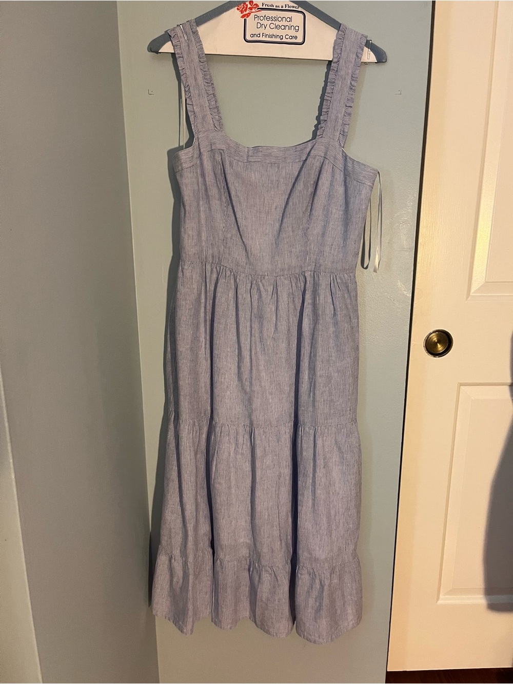 Maggy London Light Blue Tiered Maxi Sundress